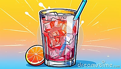 illustration of a refreshing glass of cool drink Stock Photo