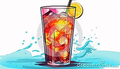 illustration of a refreshing glass of cool drink Stock Photo