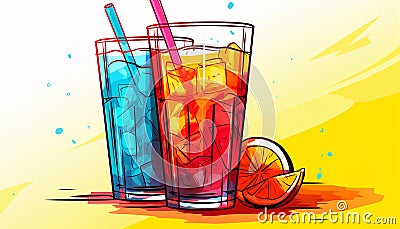 illustration of a refreshing glass of cool drink Stock Photo