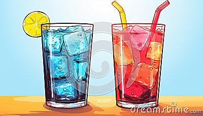 illustration of a refreshing glass of cool drink Stock Photo