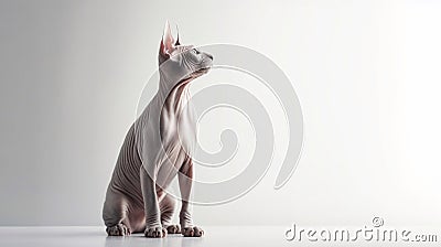 Portrait of a beautiful sphynx cat on white background with copy space Stock Photo