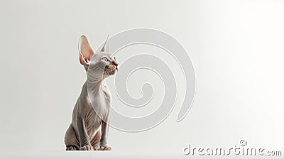 Portrait of a beautiful sphynx cat on white background with copy space Stock Photo