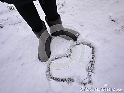 Women`s ugg boots. Details, close-up, winter weather and warm boots Editorial Stock Photo