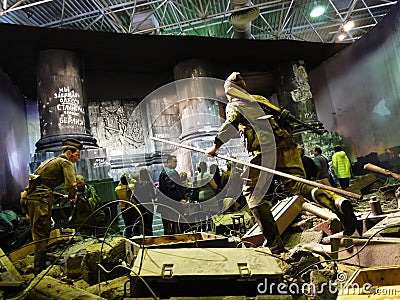 Museum of the battle of Berlin. Bloody battle for the capture of the capital of Nazi Germany. Details Editorial Stock Photo