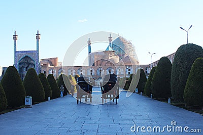 Imam Square in Isfahan. Iran. Horse carriages Editorial Stock Photo