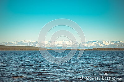 Imandra Lake and Hibiny mountains Northern Landscape Stock Photo