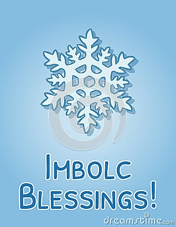 Imbolc Blessings beginning of spring pagan holiday postcard. Snowflake symbol. Vector flyer Vector Illustration