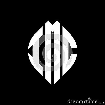 IMC circle letter logo design with circle and ellipse shape. IMC ellipse letters with typographic style. The three initials form a Vector Illustration