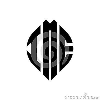 IME circle letter logo design with circle and ellipse shape. IME ellipse letters with typographic style. The three initials form a Vector Illustration