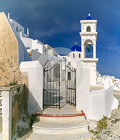 Imerovigli Anastasi Church of Santorini, Greece Stock Photo