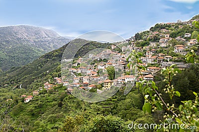 View of mountainous greek village named Lagadia in Greece Stock Photo