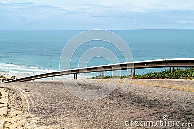 Road, horizon, sky blue, BÃºzios beach, Rio Grande do Norte Stock Photo