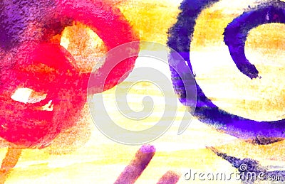 Imitation of abstract children`s drawing. Watercolor abstraction. Stock Photo