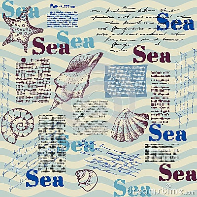 Imitation of a abstract vintage newspaper. Unreadable text. Vector Illustration