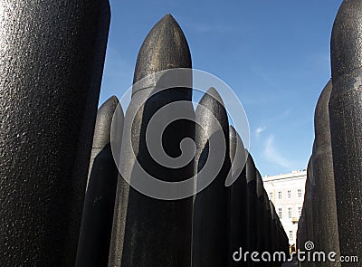Imitation of cannon shells. bottom view, close up Stock Photo