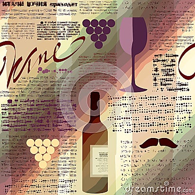 Imitation of newspaper Wine Vector Illustration