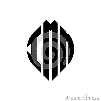 IMM circle letter logo design with circle and ellipse shape. IMM ellipse letters with typographic style. The three initials form a Vector Illustration