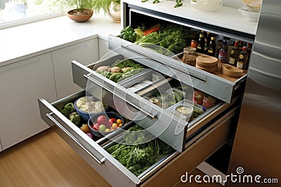 immaculate refrigerator shelves and drawers Stock Photo