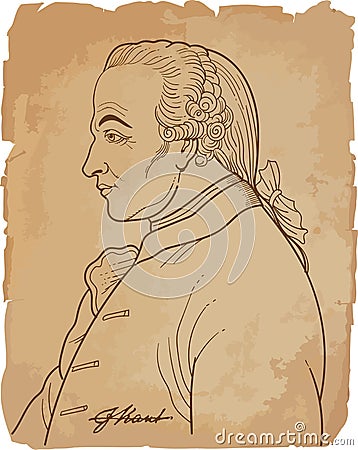 Immanuel kant isolated cartoon portrait, vector Vector Illustration