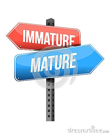 Immature, mature road sign illustration design Cartoon Illustration