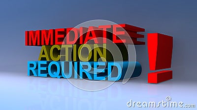 Immediate action required on blue Stock Photo