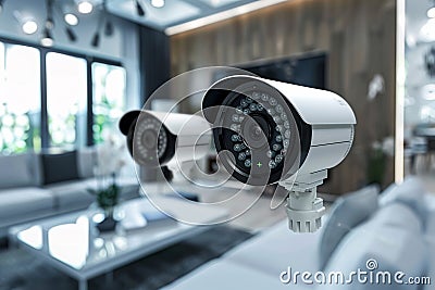 Immediate security updates in security cameras integrate with security warnings in environments, enhancing security hubs through s Cartoon Illustration