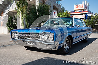 immense blue classic American car Dodge Polara. Editorial Stock Photo