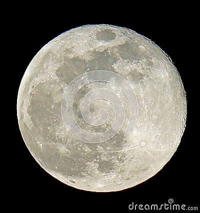 Immense moon during the full moon-phase and the lunar craters cl Stock Photo