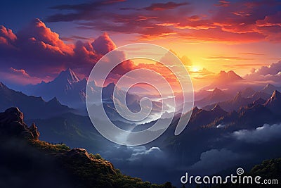 Immense Mountain landscape. Generate Ai Stock Photo