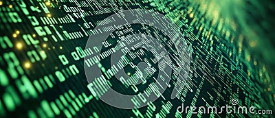 Immerse in a tech-inspired atmosphere filled with dynamic binary code Stock Photo
