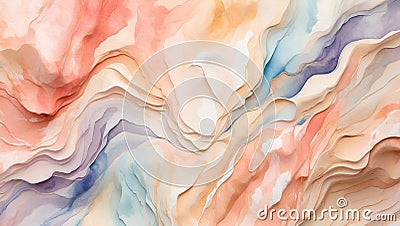 Aqueous Dreams: Watercolor Sandstone Symphony. AI generate Stock Photo