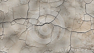 Urban Fractures: Seamless Cracked Concrete Design. AI generate Stock Photo