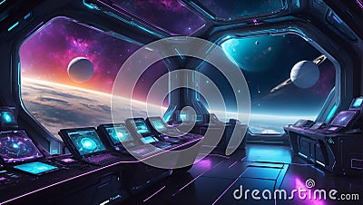 spacecraft dreams: futuristic web template. generative ai Stock Photo