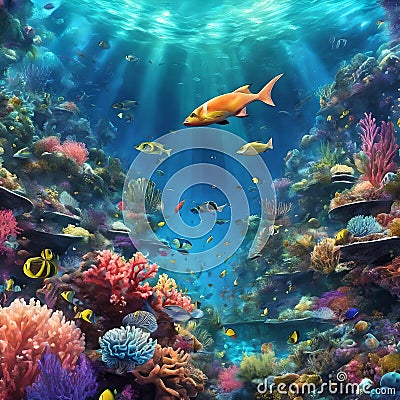 enchanting underwater symphony: a mesmerizing world of vibrant coral reefs and exotic marine life Stock Photo