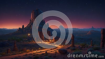 Hyper Realistic Nightscapes Exploring the Colorful Land of Ancients in Ultra-HD 4K Stock Photo