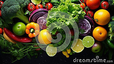 Fresh Salad Ingredients on wooden table Stock Photo