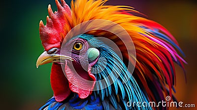 Majestic Indian Rooster Stock Photo