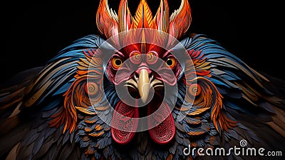 Majestic Indian Rooster Stock Photo