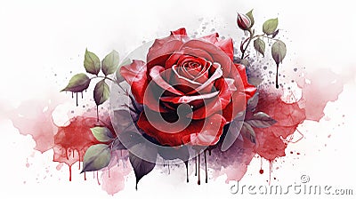 Vibrant Red Rose Illustration: Capturing Assertiveness and Passion on a Clean White Background. Cartoon Illustration