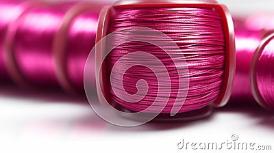 Vivid Magenta Vibrant Sewing Thread Stock Photo