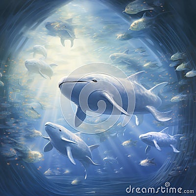 Beluga Ballet Wallpaper Stock Photo