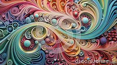 Whimsical Paper Symphony: A Kaleidoscope of Colors and Curves Stock Photo