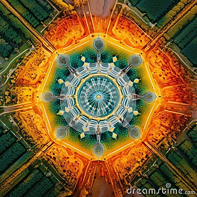 Cosmic Kaleidoscope: Secrets of Crop Circles Cartoon Illustration