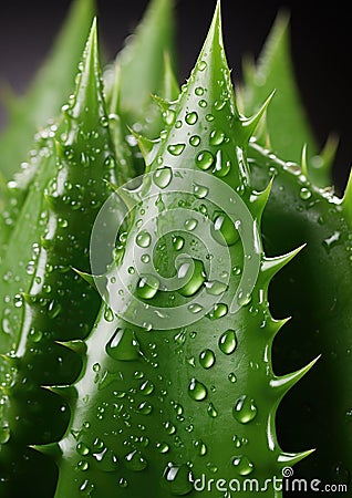 Natural Elegance: Closeup of Aloe Vera Plant Isolated on Black background Stock Photo