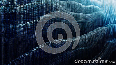 Binary Symphony: Abstract Code Stacks in Monochrome and Gradient Blues Stock Photo