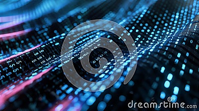 Binary Symphony: Abstract Code Stacks in Monochrome and Gradient Blues Stock Photo