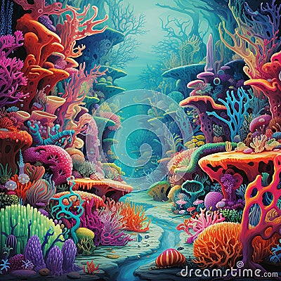 Coral Catacombs Wallpaper Stock Photo