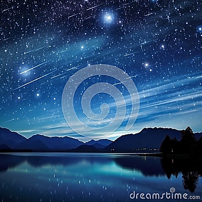 Sleek Modern Art: Enchanting Meteor Shower Stock Photo