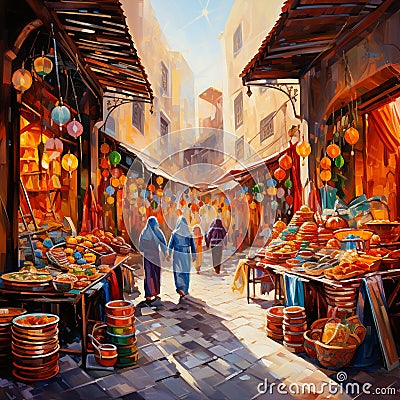 Vibrant Colors of Marrakesh Stock Photo