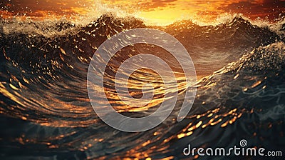 Mercurial Symphony: Captivating Waves in a Lake of Mercury Stock Photo
